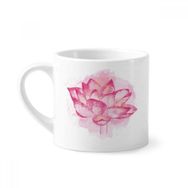 Dıythinker 170 ml Beyaz Pembe Suluboya Lotus Çiçeği Bitki Mini Kahve Seramik Kupa