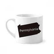 Dıythinker 170 ml Beyaz Pennsylvania ABD Haritası Silüeti Mini Kahve Seramik Kupa