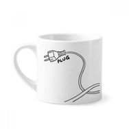 Dıythinker 170 ml Beyaz Plug Line El Çizimi Boya Mini Kahve Seramik Kupa