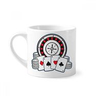 Dıythinker 170 ml Beyaz Poker Chips Döner Tabla İllüstrasyon Mini Kahve Seramik Kupa