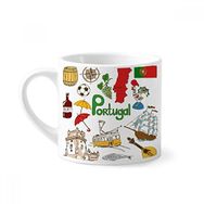 Dıythinker 170 ml Beyaz Portekiz Landscap Hayvanlar Ulusal Bayrak Mini Kahve Seramik Kupa