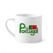 Dıythinker 170 ml Beyaz Portekiz Ulusal Bayrağı Yeşil Desenli Mini Kahve Seramik Kupa