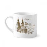 Dıythinker 170 ml Beyaz Prag Meydanı Çek Cumhuriyeti Simgesi Mini Kahve Seramik Kupa
