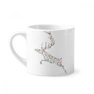 Dıythinker 170 ml Beyaz Ren Geyiği Noel Bitki Desenli Mini Kahve Seramik Kupa