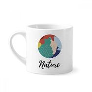 Dıythinker 170 ml Beyaz Renk Soyut Bitkiler Sanat Desenli Mini Kahve Seramik Kupa
