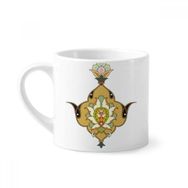 Dıythinker 170 ml Beyaz Renkli Barok Yaprağı Paralel Desenli Mini Kahve Seramik Kupa