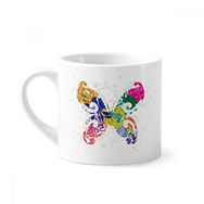 Dıythinker 170 ml Beyaz Renkli Kelebek Desenli Grafiti Mini Kahve Seramik Kupa