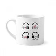 Dıythinker 170 ml Beyaz Renkli Kulaklık Müzik Dinleme Deseni Mini Kahve Seramik Kupa