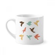 Dıythinker 170 ml Beyaz Renkli Kuş Soyut Origami Desenli Mini Kahve Seramik Kupa