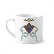 Dıythinker 170 ml Beyaz Renkli Modern Çiçek Yaprağı Paralel Desenli Mini Kahve Seramik Kupa