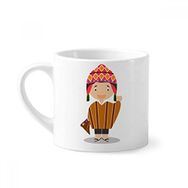 Dıythinker 170 ml Beyaz Renkli Şapka Peru Çizgi Film Mini Kahve Seramik Kupa