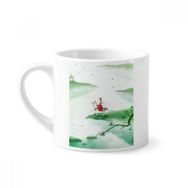 Dıythinker 170 ml Beyaz Riding A Horse Go Chinese Suluboya Mini Kahve Seramik Kupa