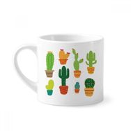 Dıythinker 170 ml Beyaz Saksılı Bitki Kaktüs Succulents Desenli Mini Kahve Seramik Kupa