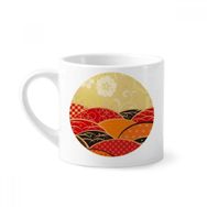 Dıythinker 170 ml Beyaz Sakura Geometri Desenli Japon Mini Kahve Seramik Kupa