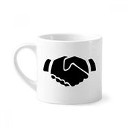 Dıythinker 170 ml Beyaz Shake Hands Jest Silüeti Desenli Mini Kahve Seramik Kupa