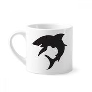 Dıythinker 170 ml Beyaz Silüeti Mavi Okyanus Köpekbalığı Fierce Fish Mini Kahve Seramik Kupa