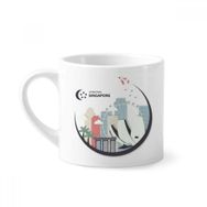Dıythinker 170 ml Beyaz Singapur Bayrağı Ay Şeklinde Yerler Mini Kahve Seramik Kupa
