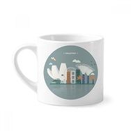 Dıythinker 170 ml Beyaz Singapur Famous Places Landmark Mini Kahve Seramik Kupa