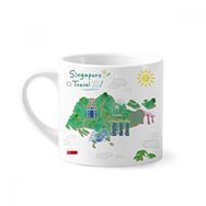 Dıythinker 170 ml Beyaz Singapur Seyahat Haritası Mini Kahve Seramik Kupa