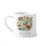 Dıythinker 170 ml Beyaz Singapur Temalı Park Kablosu Araba Mini Kahve Seramik Kupa