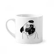 Dıythinker 170 ml Beyaz Siyah Çizgi Film Köpek İllüstrasyon Desenli Mini Kahve Seramik Kupa