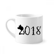 Dıythinker 170 ml Beyaz Siyah Happy New Year Big Dog 2018 Mini Kahve Seramik Kupa