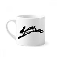 Dıythinker 170 ml Beyaz Siyah Hayvan Tavşanları Silüeti Doğal Mini Kahve Seramik Kupa