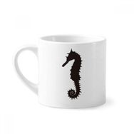Dıythinker 170 ml Beyaz Siyah Hippocampus Deniz Yaşamı Desenli Mini Kahve Seramik Kupa