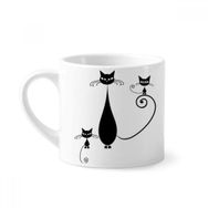 Dıythinker 170 ml Beyaz Siyah Kedi Aile Cadılar Bayramı Hayvan Silüeti Mini Kahve Seramik Kupa
