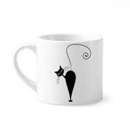 Dıythinker 170 ml Beyaz Siyah Kedi Cadılar Bayramı Hayvan Sanat Silüeti Mini Kahve Seramik Kupa