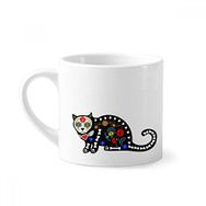 Dıythinker 170 ml Beyaz Siyah Kedi Çiçek Kemik Cadılar Bayramı Terör Mini Kahve Seramik Kupa