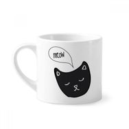 Dıythinker 170 ml Beyaz Siyah Kedi Kafası Miyav Hayvan Mini Kahve Seramik Kupa