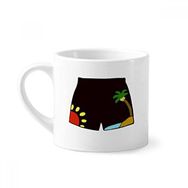 Dıythinker 170 ml Beyaz Siyah Plaj Pantolonu İllüstrasyon Desenli Mini Kahve Seramik Kupa