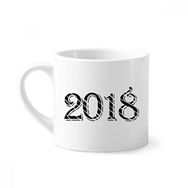 Dıythinker 170 ml Beyaz Slash Font 2018 Happy New Year Mini Kahve Seramik Kupa