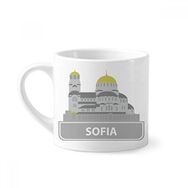Dıythinker 170 ml Beyaz Sofia Bulgaristan Gri Kent Simgesi Desenli Mini Kahve Seramik Kupa