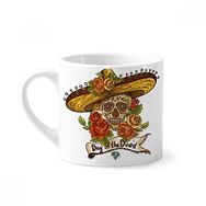 Dıythinker 170 ml Beyaz Sombrero Suger Skull Meksika Ölüler Günü Mini Kahve Seramik Kupa