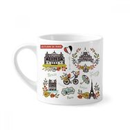 Dıythinker 170 ml Beyaz Sonbahar Eyfel Paris Fransa Grafiti Mini Kahve Seramik Kupa