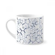 Dıythinker 170 ml Beyaz Soyut Mavi Kimyasal Moleküler Yapı Mini Kahve Seramik Kupa