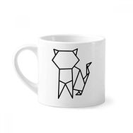 Dıythinker 170 ml Beyaz Soyut Origami Kedi Geometrik Şekilli Mini Kahve Seramik Kupa
