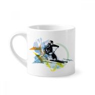 Dıythinker 170 ml Beyaz Spor Kış Sporcuları Serbest Stil Kayak Suluboya Mini Kahve Seramik Kupa