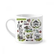 Dıythinker 170 ml Beyaz Spring Liberty New York Amerika Grafiti Mini Kahve Seramik Kupa