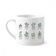 Dıythinker 170 ml Beyaz Succulents Desenli Kaktüs Saksısı Bitki İllüstrasyonu Mini Kahve Seramik Kupa
