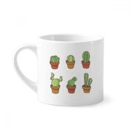 Dıythinker 170 ml Beyaz Succulents Kaktüs Saksısı Bitki İllüstrasyon Desen Mini Kahve Seramik Kupa