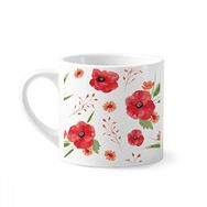 Dıythinker 170 ml Beyaz Suluboya Çiçekler Mısır Gelincik Kulakları Mini Kahve Seramik Kupa