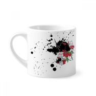 Dıythinker 170 ml Beyaz Suluboya Mürekkep Çiçek Bitki Şakayık Mini Kahve Seramik Kupa
