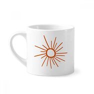 Dıythinker 170 ml Beyaz Sunshine El Boyama Güneş Turuncu Mini Kahve Seramik Kupa
