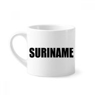 Dıythinker 170 ml Beyaz Suriname Ülke Adı Siyah Mini Kahve Seramik Kupa