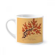Dıythinker 170 ml Beyaz Tablo Japon Kültürü Kırmızı Çiçek Mini Kahve Seramik Kupa