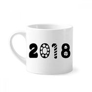 Dıythinker 170 ml Beyaz Tatil Font 2018 Happy New Year Mini Kahve Seramik Kupa