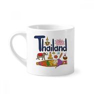 Dıythinker 170 ml Beyaz Tayland Ulusal Simge Simgesi Desenli Mini Kahve Seramik Kupa